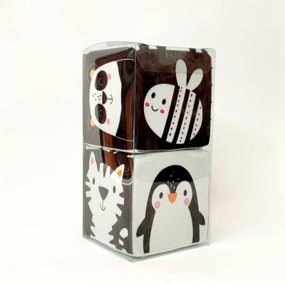 مکعب پارچه  ای جغجغه ای سیاه  و سفید